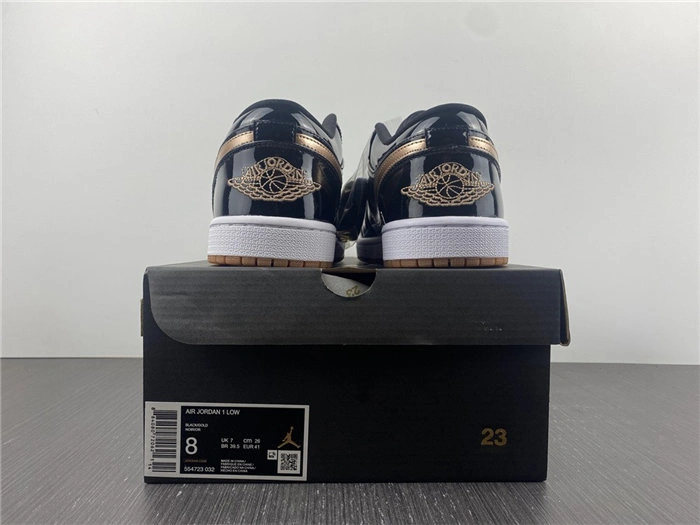 Jordan1 Retro Black Gold Patent 554723- Durable 3726