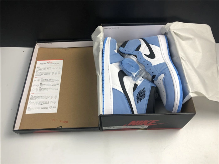 Jordan1 White University Blue Black 555088- Durable 3604